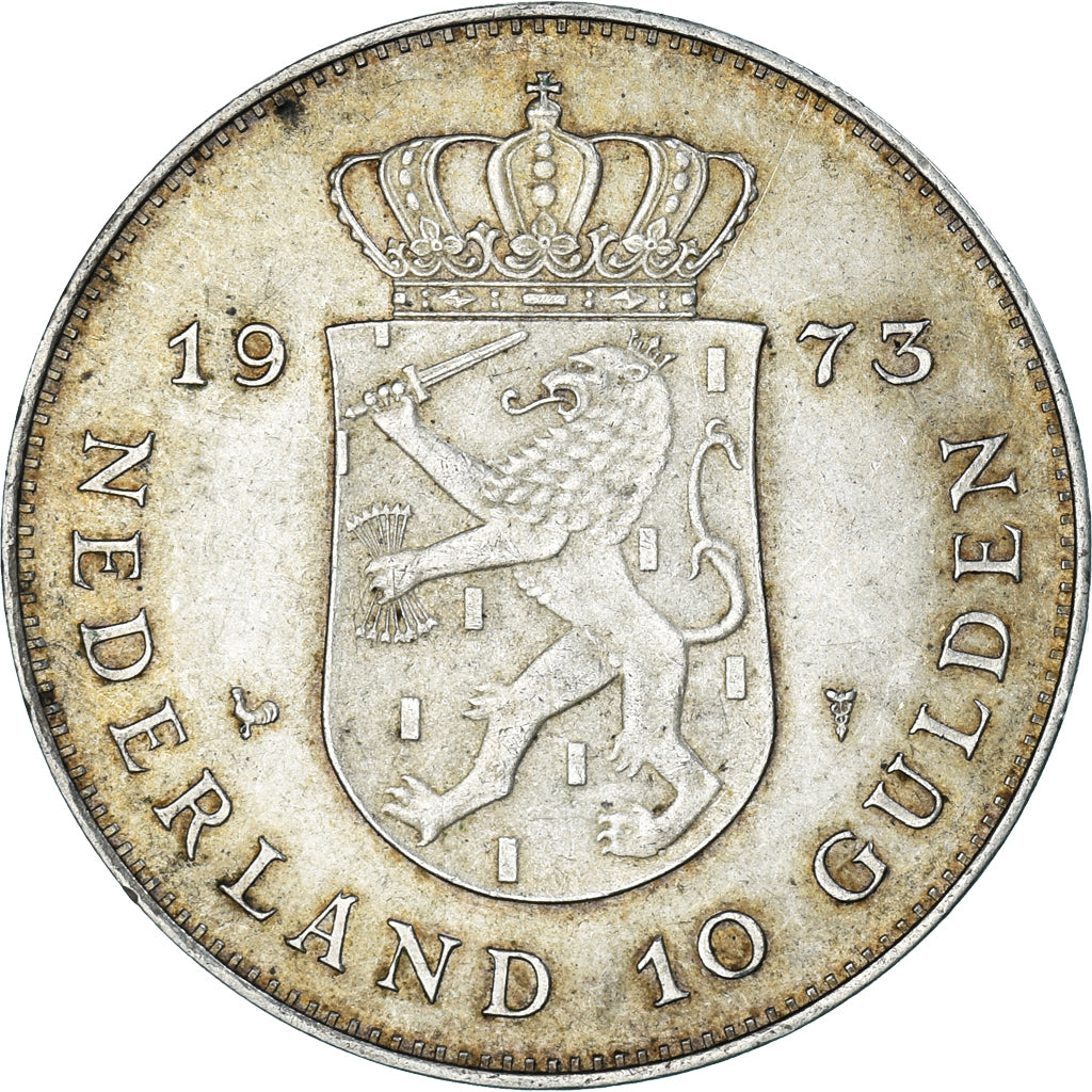 Münze, Niederlande, Juliana, 10 Gulden, 1973, SS, Silber, KM:196