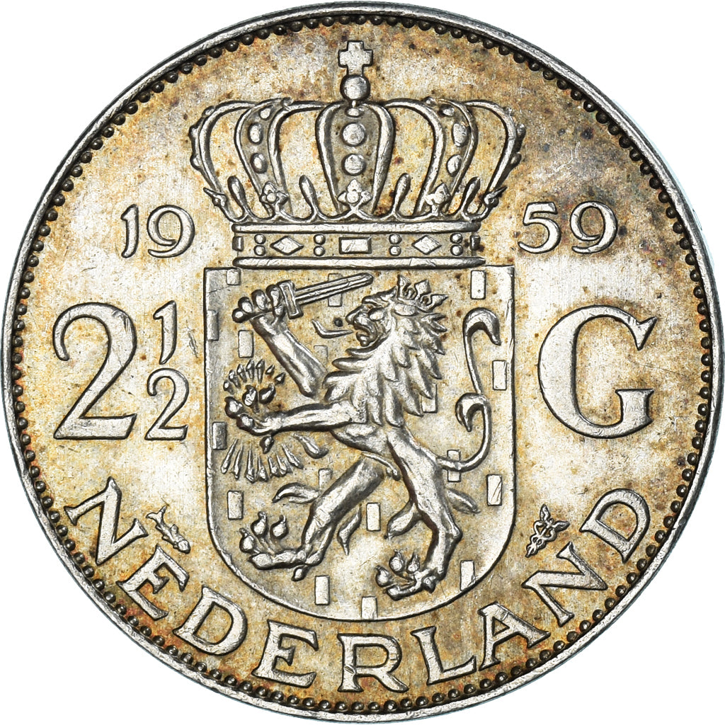 Monnaie, Pays-Bas, Juliana, 2-1/2 Gulden, 1959, TTB+, Argent, KM:185