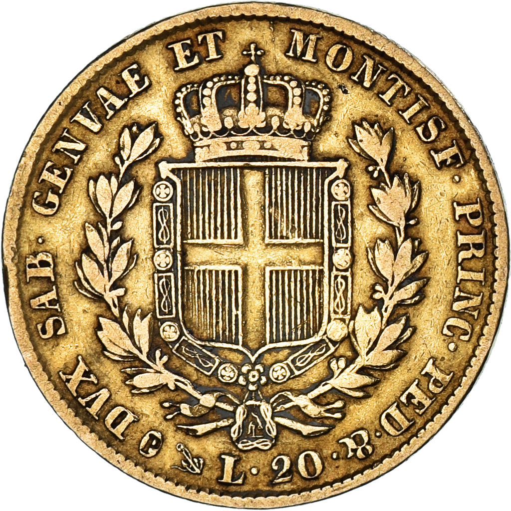 Monnaie, États italiens, SARDINIA, Carlo Alberto, 20 Lire, 1841, Genoa, Très