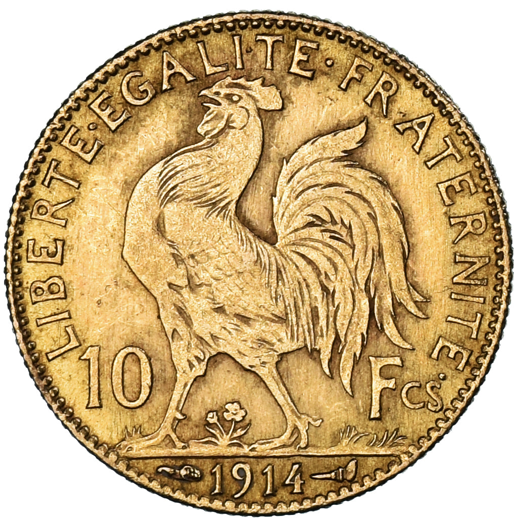 Munten, Frankrijk, Marianne, 10 Francs, 1914, Paris, PR, Goud, KM:846