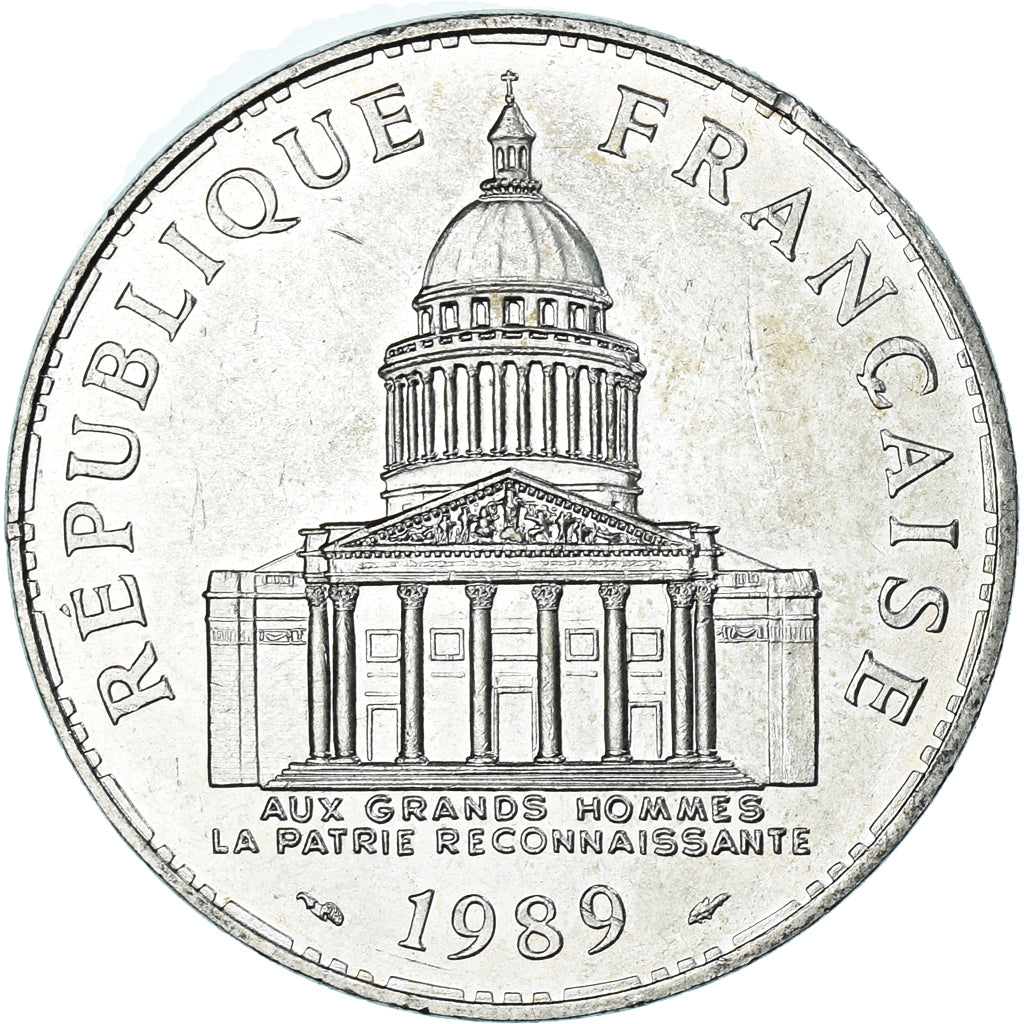 Munten, Frankrijk, Panthéon, 100 Francs, 1989, Paris, ZF+, Zilver, KM:951.1