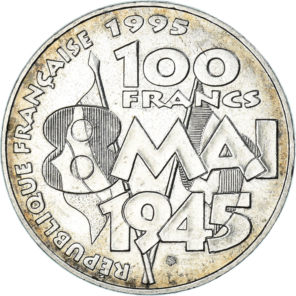 Coin, France, 8 mai 1945, 100 Francs, 1995, Paris, AU(50-53), Silver, KM:1116.1