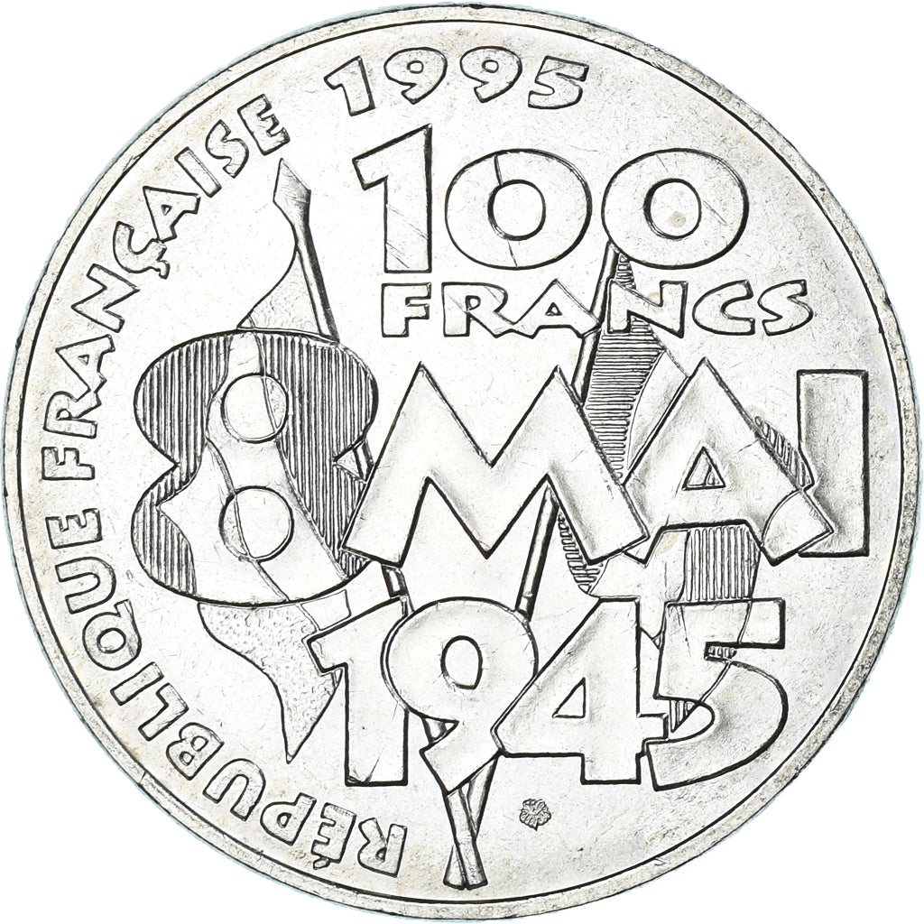 Coin, France, 8 mai 1945, 100 Francs, 1995, Paris, AU(50-53), Silver, KM:1116.1