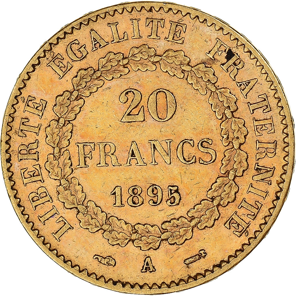 Moneda, Francia, Génie, 20 Francs, 1895, Paris, MBC, Oro, KM:825, Gadoury:1063