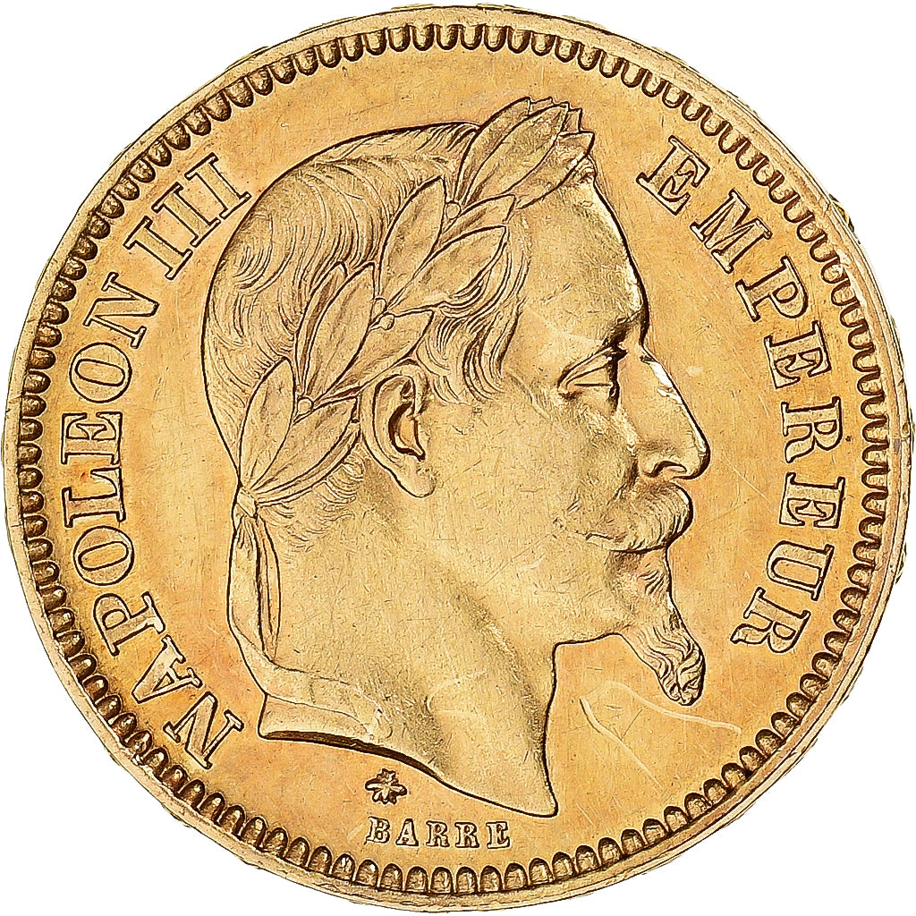Moneta, Francja, Napoleon III, 20 Francs, 1861, Paris, AU(50-53), Złoto