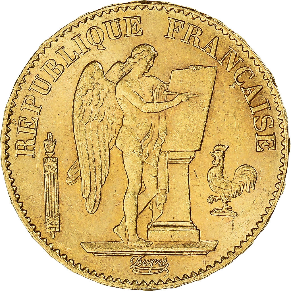 Moeda, França, Génie, 20 Francs, 1875, Paris, AU(50-53), Dourado, KM:825