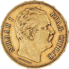 Coin, Serbia, Milan I, 20 Dinara, 1882, EF(40-45), Gold, KM:17.1