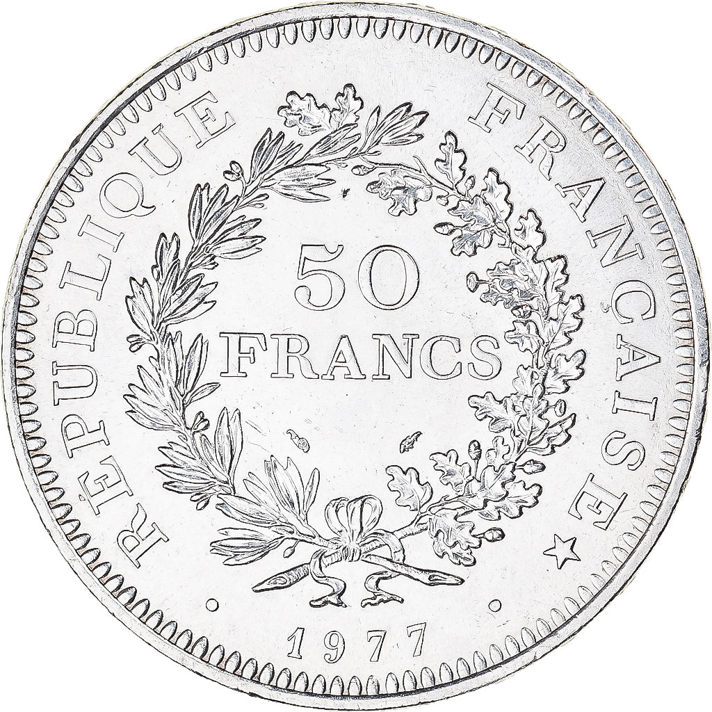 Coin, France, Hercule, 50 Francs, 1977, Paris, MS(60-62), Silver, KM:941.1