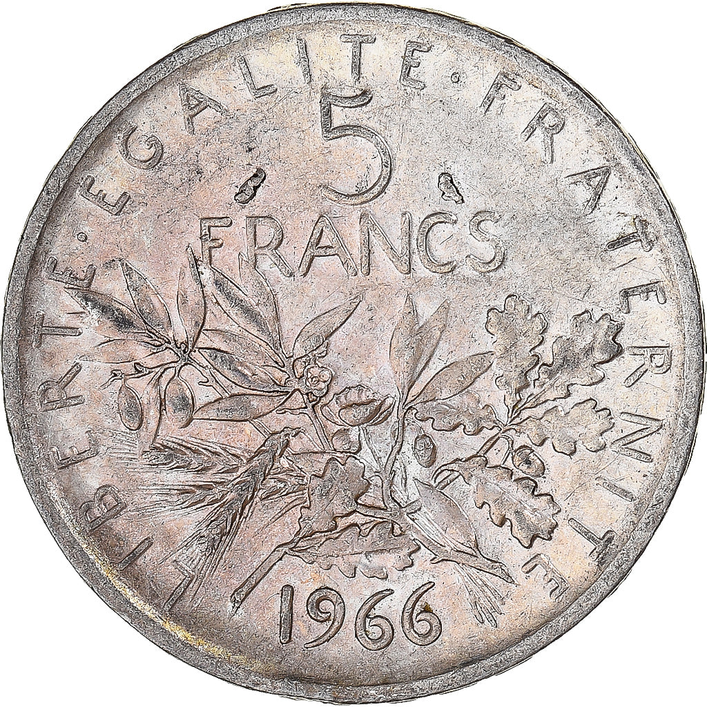 France, Semeuse, 5 Francs, 1966, Paris, AU(50-53), Silver, KM:926, Gadoury:770