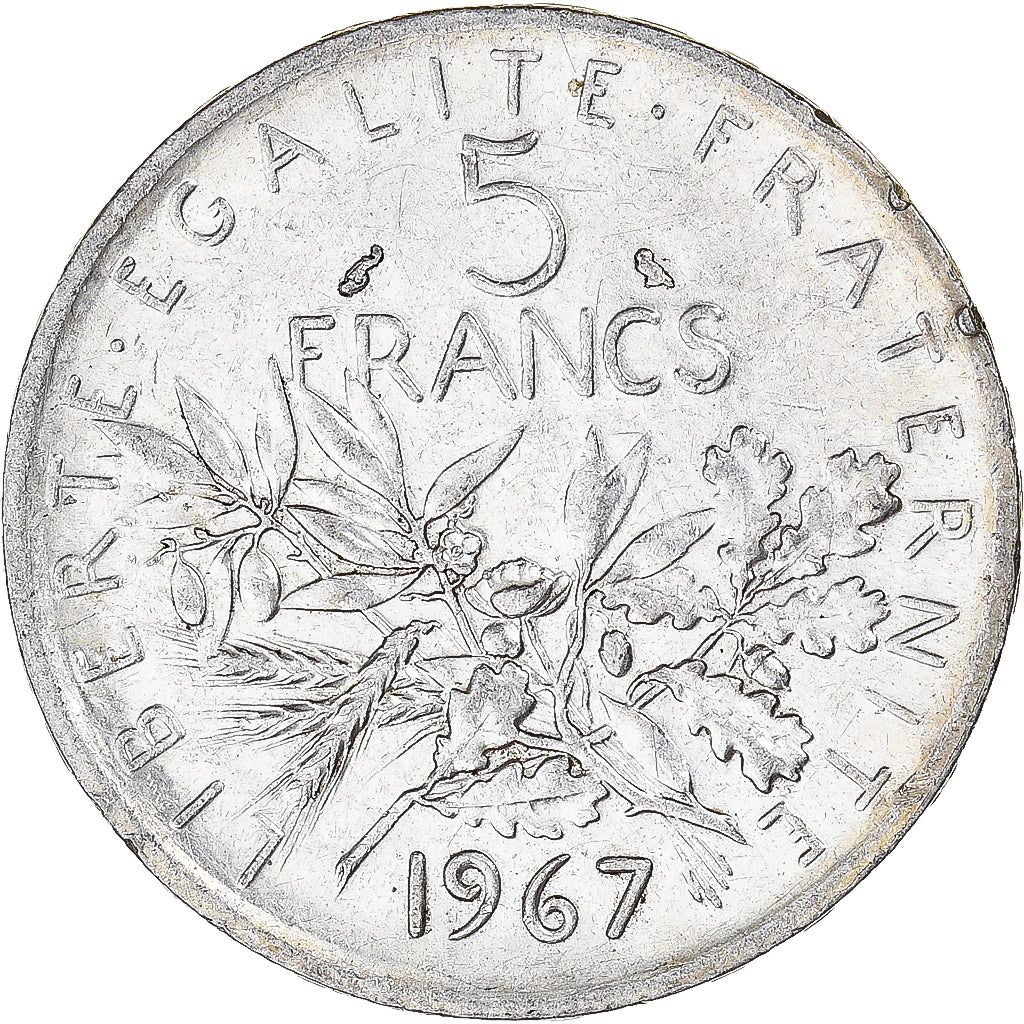 Moneta, Francia, Semeuse, 5 Francs, 1967, Paris, SPL, Argento, KM:926