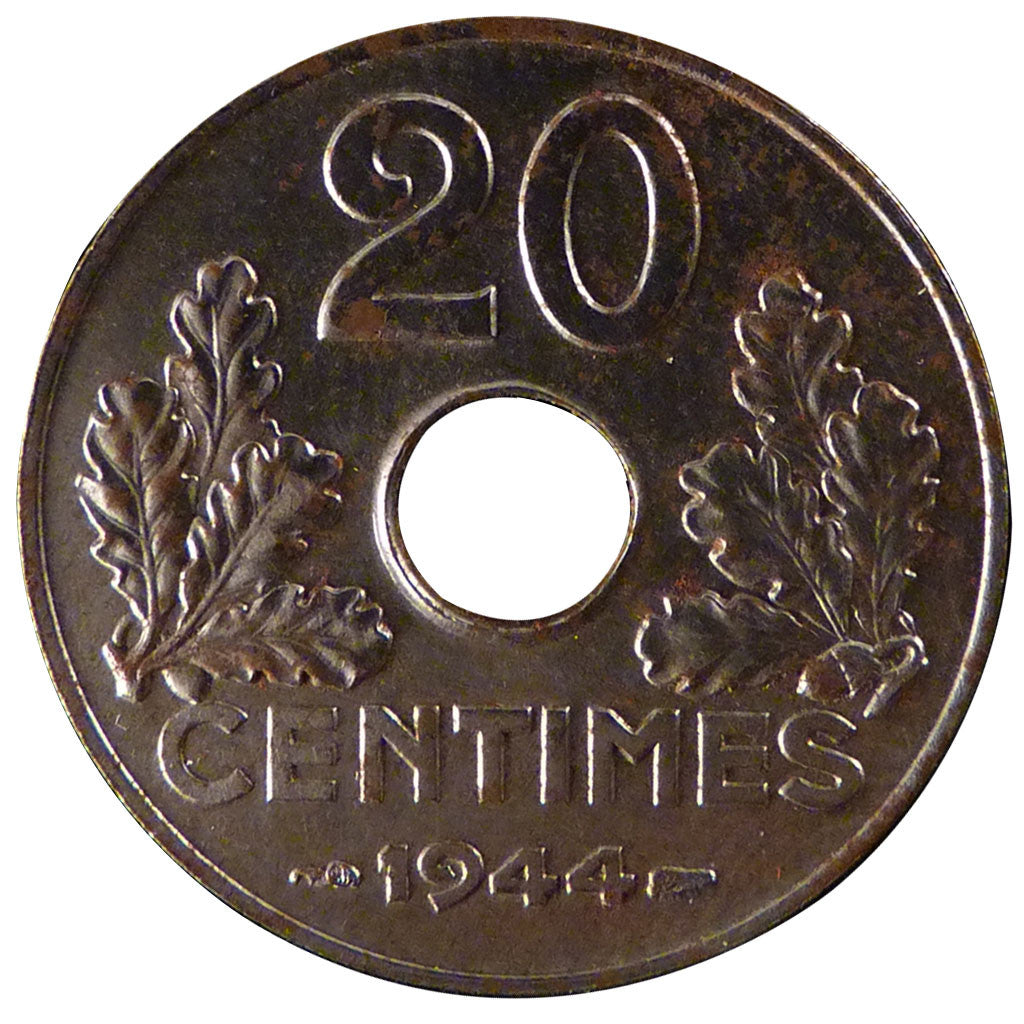 Coin, France, État français, 20 Centimes, 1944, Paris, AU(50-53), Zinc