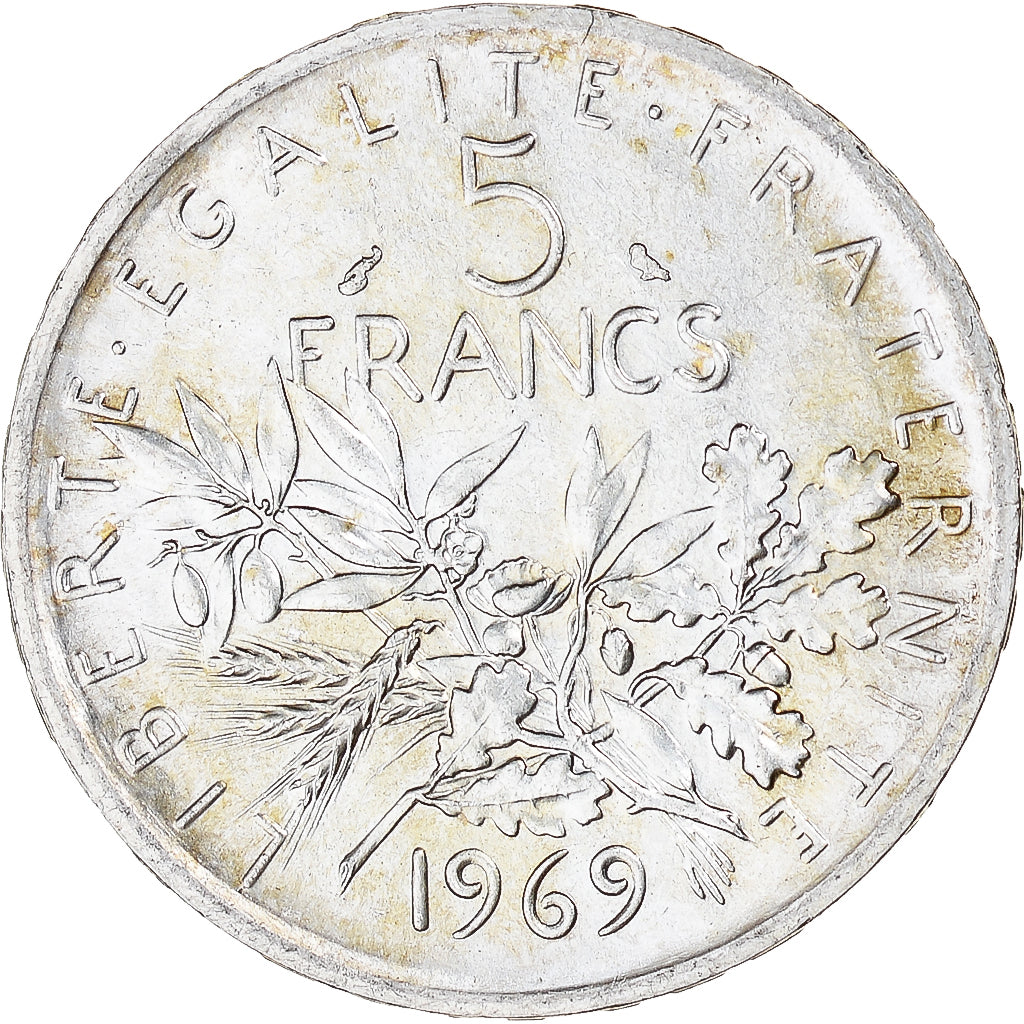 Münze, Frankreich, Semeuse, 5 Francs, 1969, Paris, UNZ, Silber, KM:926