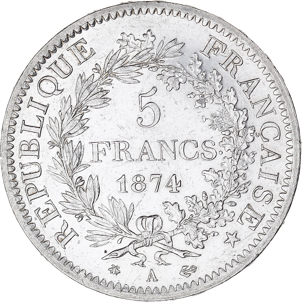 Coin, France, Hercule, 5 Francs, 1874, Paris, AU(55-58), Silver, KM:820.1