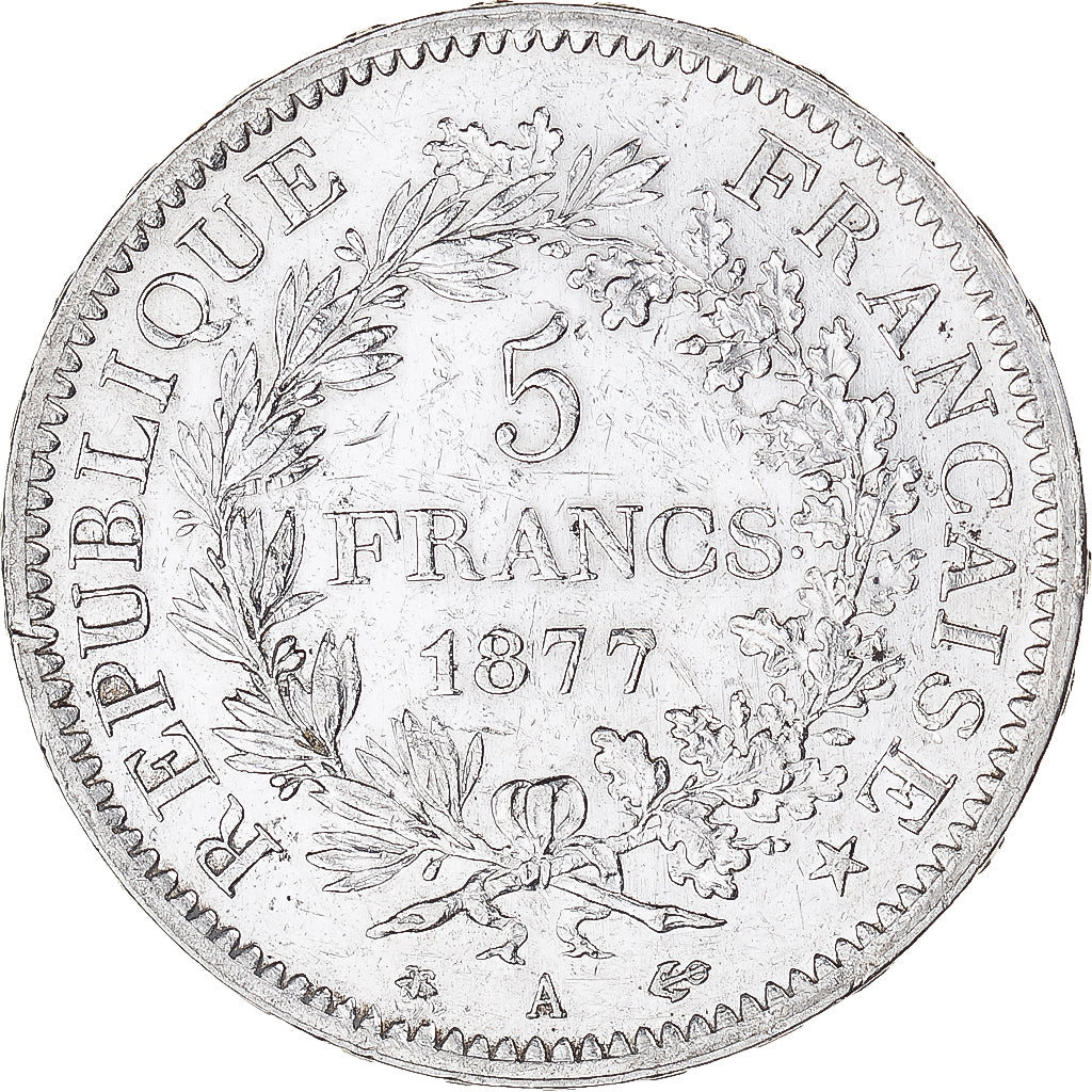 Francia, Hercule, 5 Francs, 1877, Paris, BB+, Argento, KM:820.1