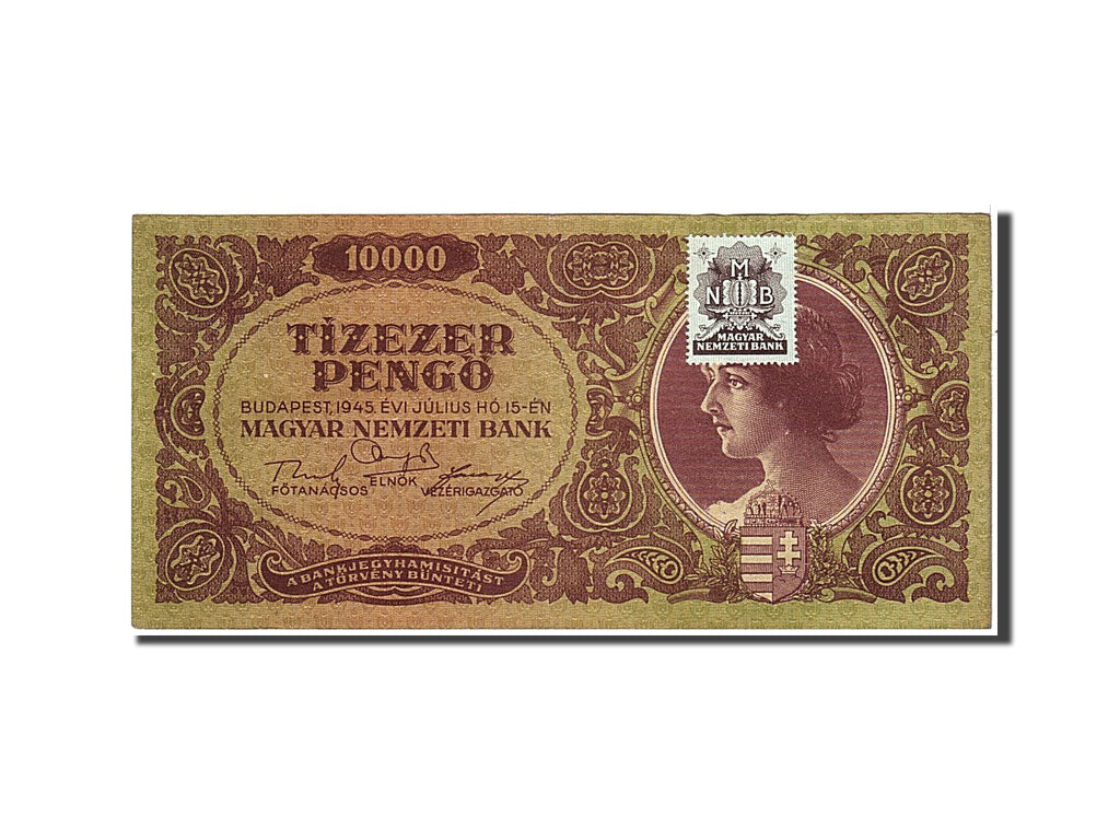 Ungheria, 10,000 Pengö, 1945, KM:119c, BB+