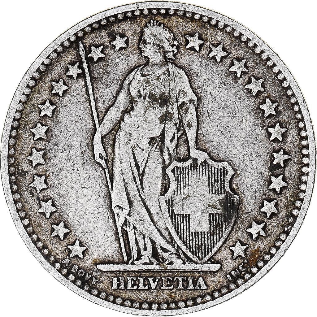 SWITZERLAND, 2 Francs, 1879, Bern, KM #21, VF(20-25), Silver, 27.4, 9.74