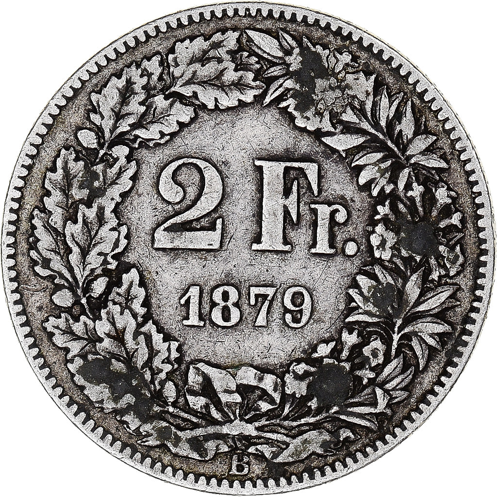 SWITZERLAND, 2 Francs, 1879, Bern, KM #21, VF(20-25), Silver, 27.4, 9.74