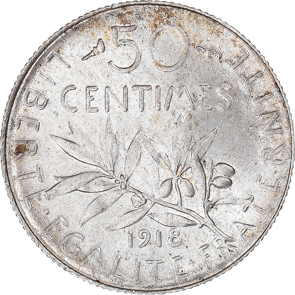 Münze, Frankreich, Semeuse, 50 Centimes, 1918, Paris, VZ+, Silber, KM:854