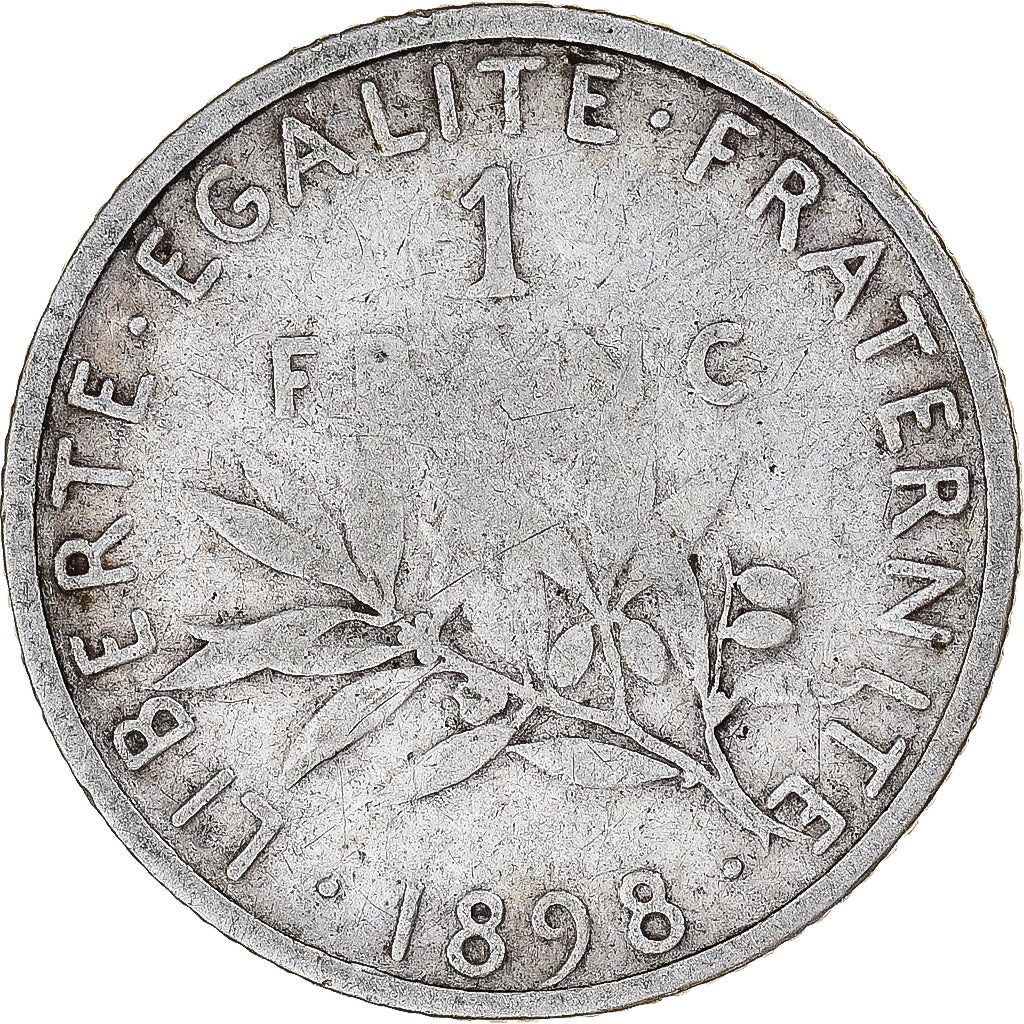 Coin, France, Semeuse, Franc, 1898, Paris, VF(20-25), Silver, KM:844.1