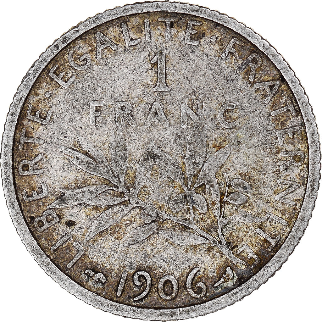 Coin, France, Semeuse, Franc, 1906, Paris, VF(30-35), Silver, KM:844.1