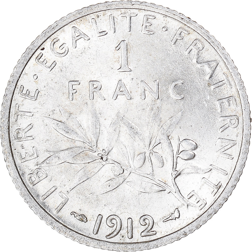 Coin, France, Semeuse, Franc, 1912, Paris, MS(60-62), Silver, KM:844.1