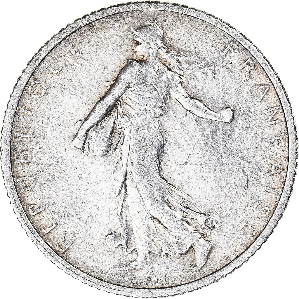 Munten, Frankrijk, Semeuse, Franc, 1917, Paris, ZF+, Zilver, KM:844.1