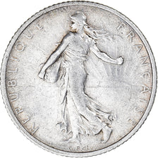 Munten, Frankrijk, Semeuse, Franc, 1917, Paris, ZF+, Zilver, KM:844.1