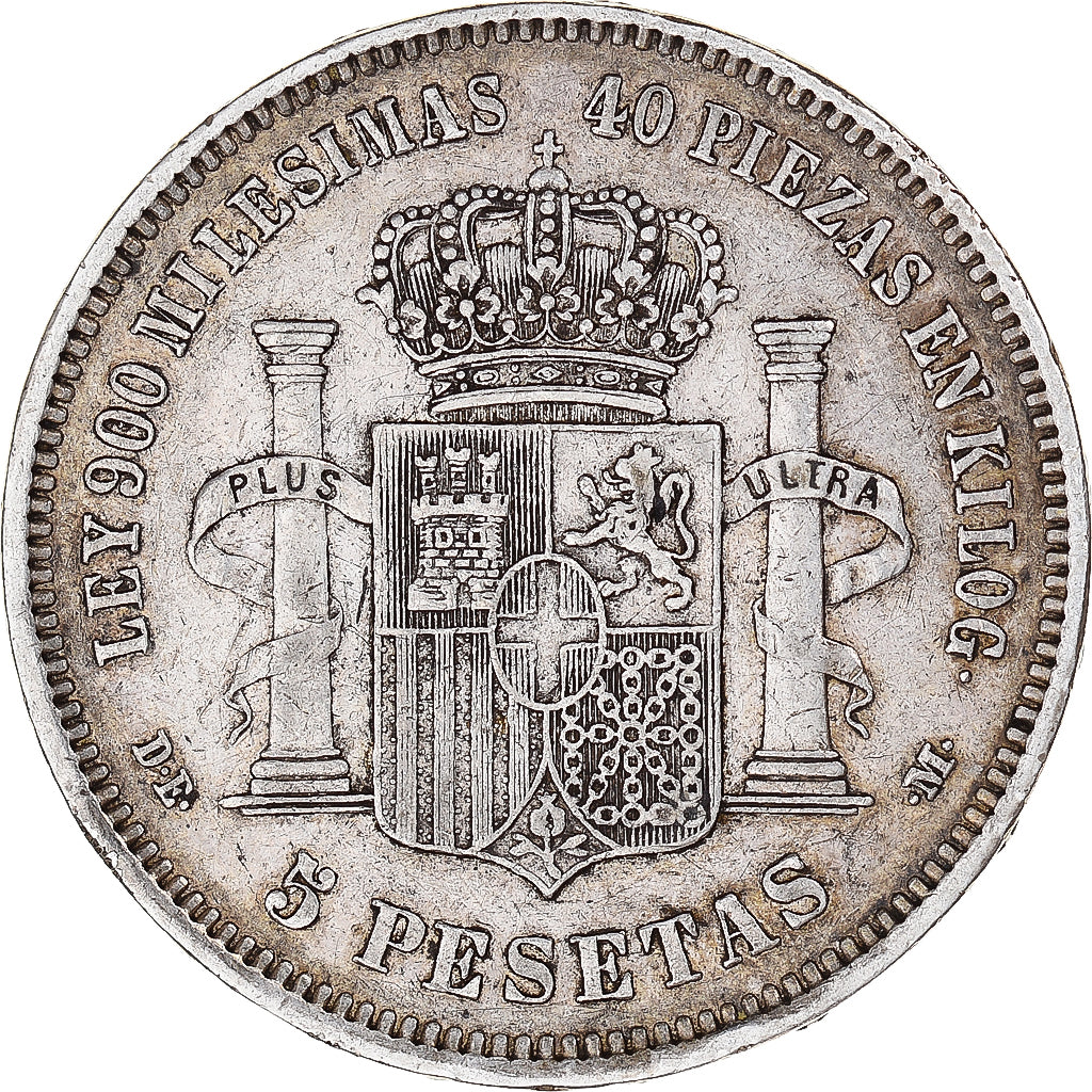 Coin, Spain, Amadeao I, 5 Pesetas, 1871, Madrid, EF(40-45), Silver, KM:666