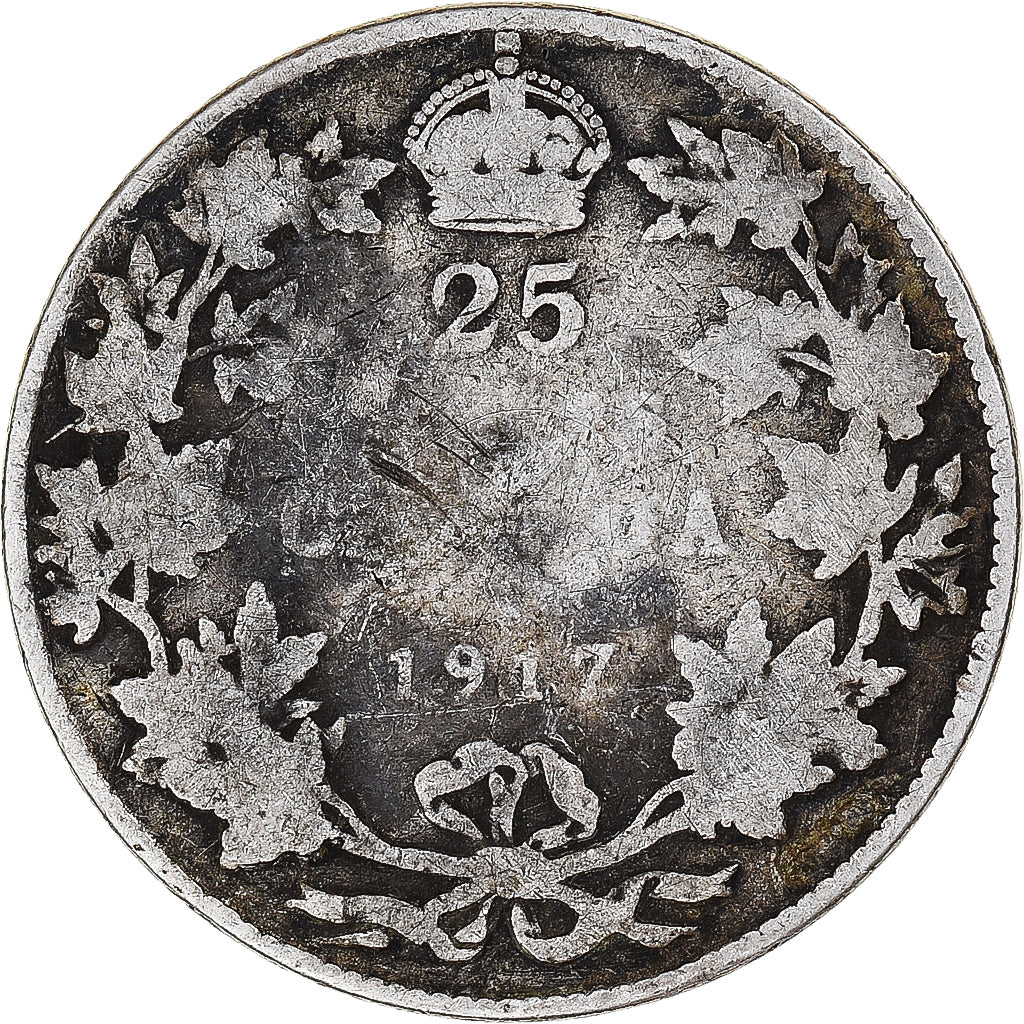 Coin, Canada, George V, 25 Cents, 1917, Royal Canadian Mint, Ottawa, VF(20-25)