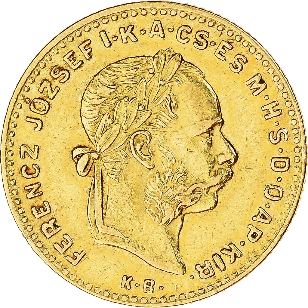 Hungary, Franz Joseph I, 4 Forint 10 Francs, 1885, Kormoczbanya, EF(40-45),KM466