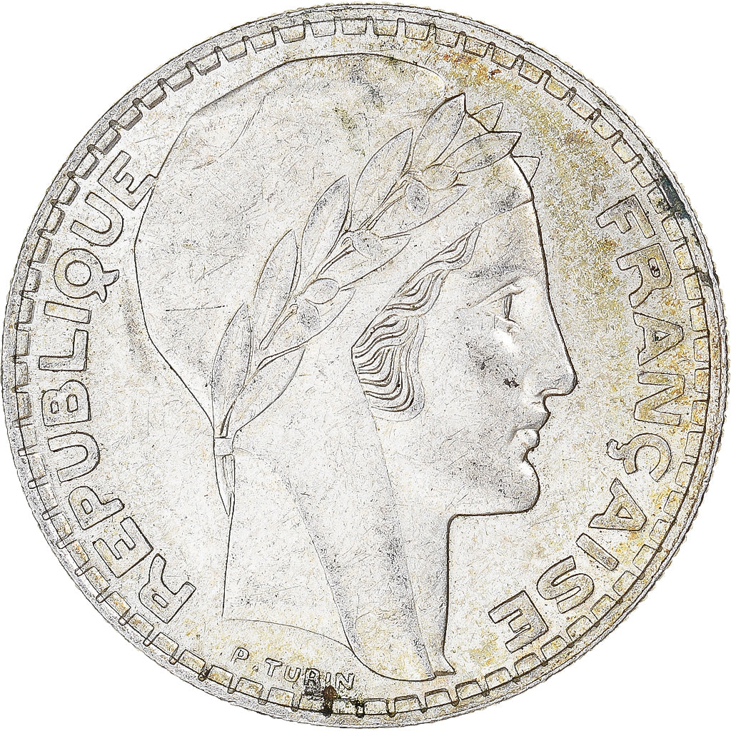 Moneta, Francja, Turin, 20 Francs, 1938, Paris, AU(55-58), Srebro, KM:879