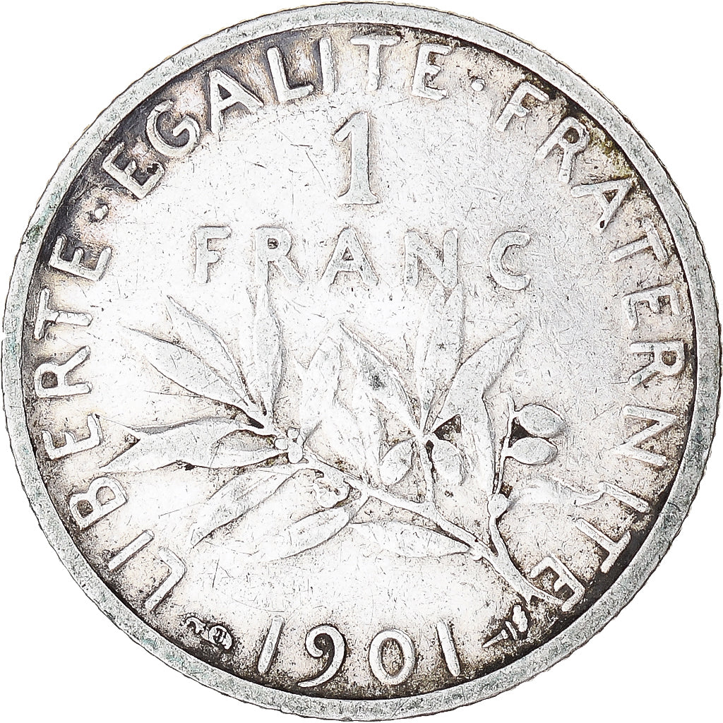 Moneta, Francja, Semeuse, Franc, 1901, Paris, EF(40-45), Srebro, KM:844.1