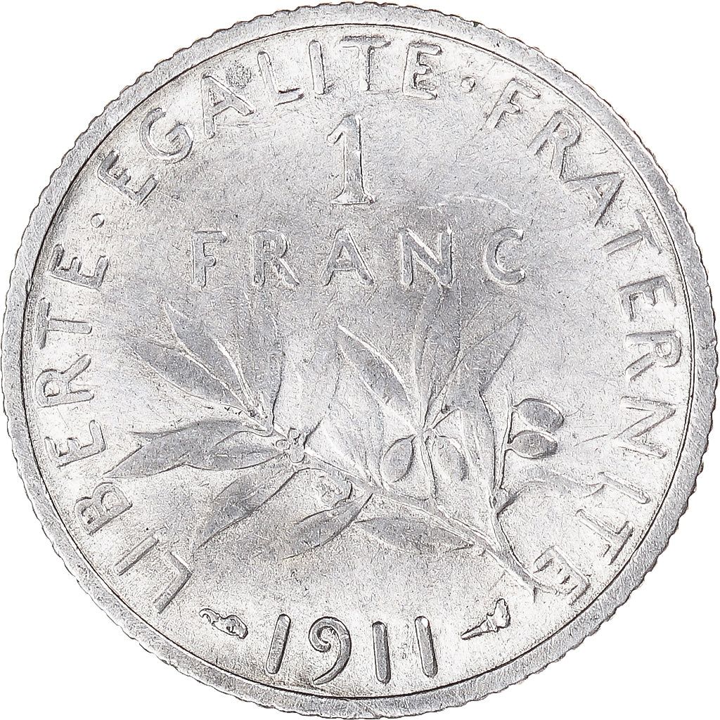 Coin, France, Semeuse, Franc, 1911, Paris, EF(40-45), Silver, KM:844.1