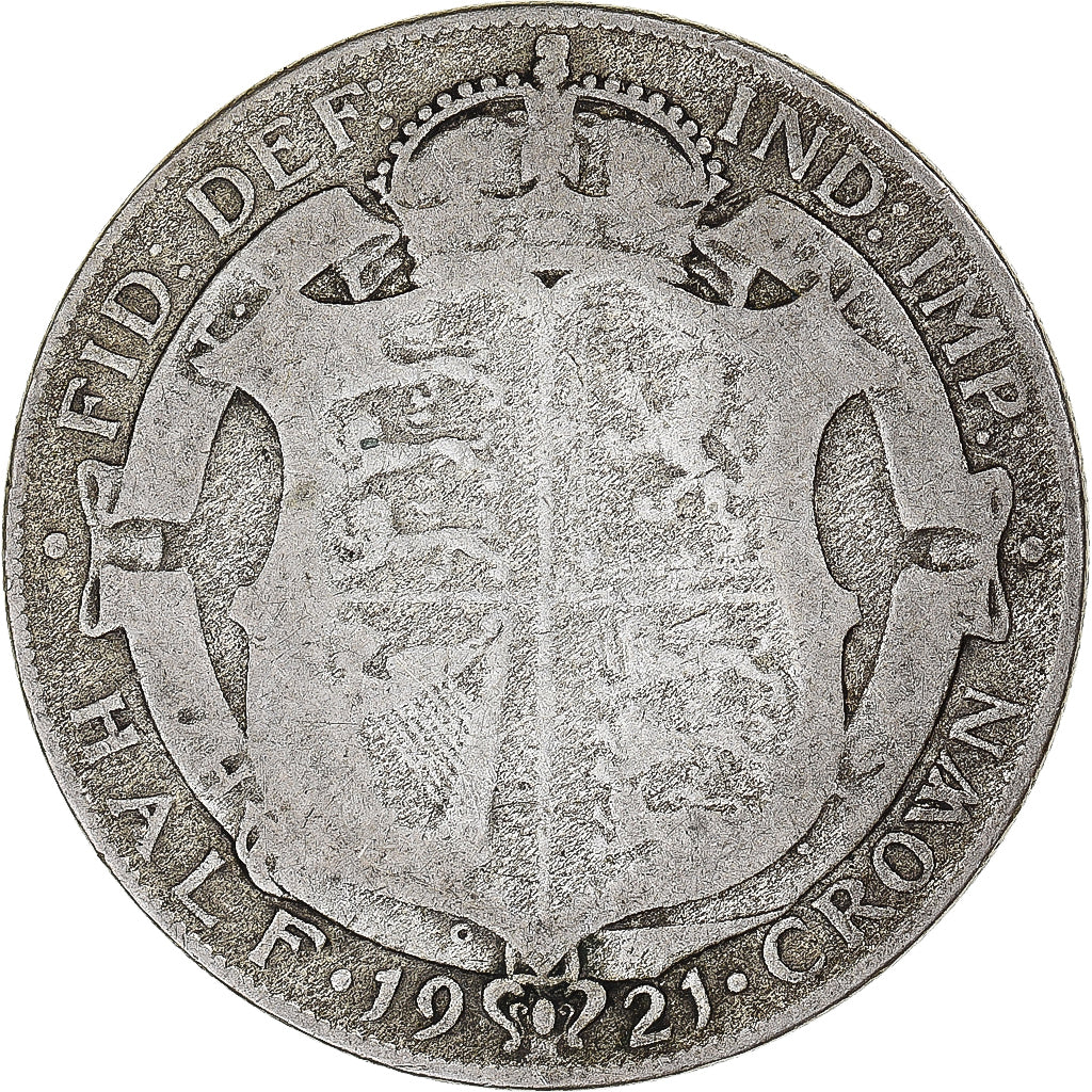 Coin, Great Britain, George V, 1/2 Crown, 1921, VF(20-25), Silver, KM:818.1a
