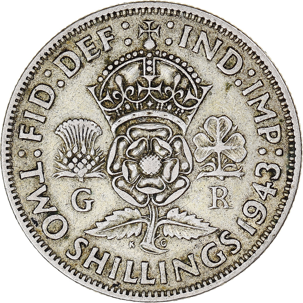 Coin, Great Britain, George VI, Florin, Two Shillings, 1943, EF(40-45), Silver
