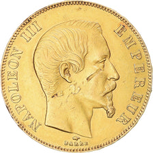 Moeda, França, Napoleon III, 50 Francs, 1858, Paris, EF(40-45), Dourado
