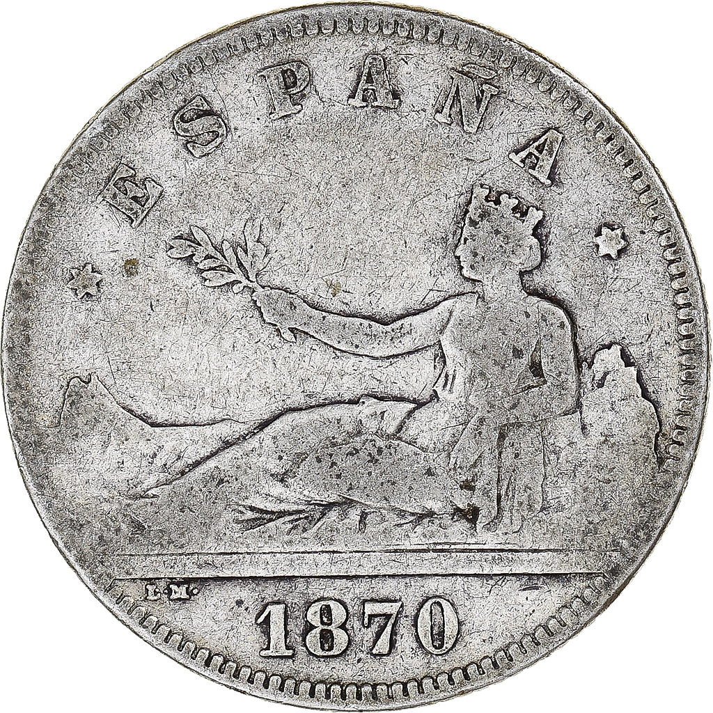Coin, Spain, Provisional Government, 2 Pesetas, 1870, Madrid, VF(30-35), Silver