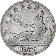Coin, Spain, Provisional Government, 2 Pesetas, 1870, Madrid, VF(30-35), Silver