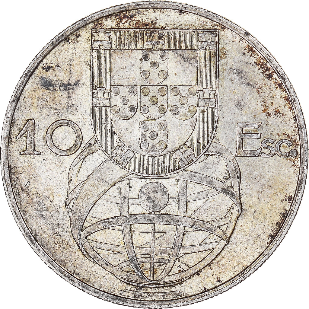 Coin, Portugal, 10 Escudos, 1955, VF(30-35), Silver, KM:586