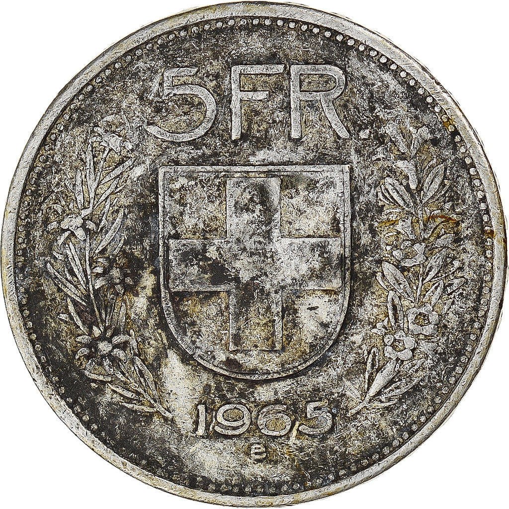 Coin, Switzerland, 5 Francs, 1965, Bern, EF(40-45), Silver, KM:40