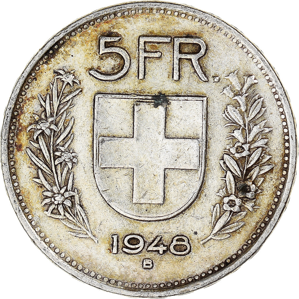 SWITZERLAND, 5 Francs, 1948, Bern, KM #40, EF(40-45), Silver, 31.45, 15.04