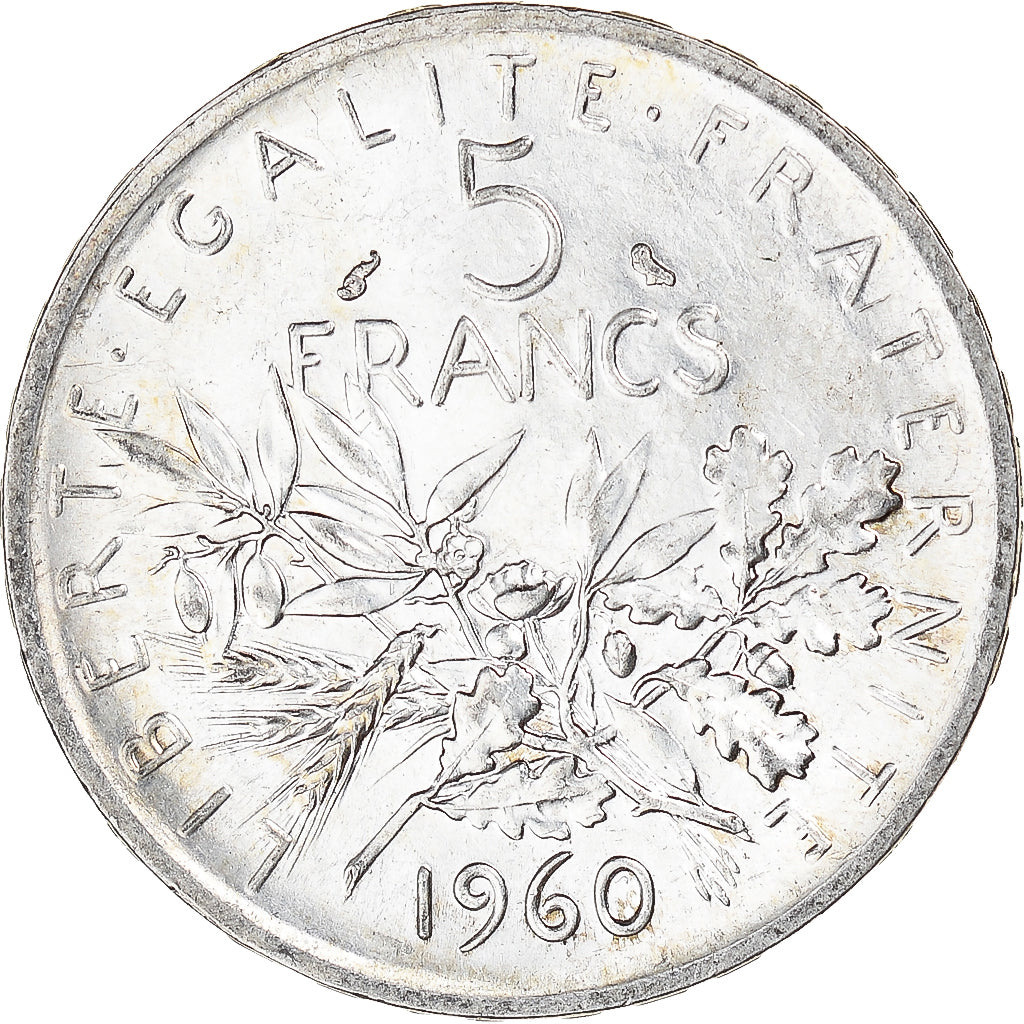Munten, Frankrijk, Semeuse, 5 Francs, 1960, PR, Zilver, KM:926, Gadoury:770