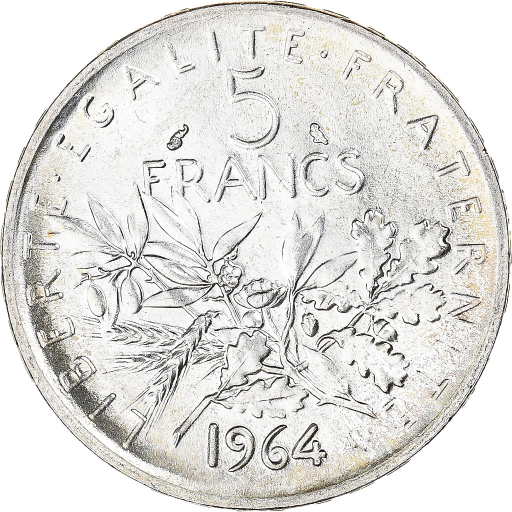 France, Semeuse, 5 Francs, 1964, MS(63), Silver, KM:926, Gadoury:770