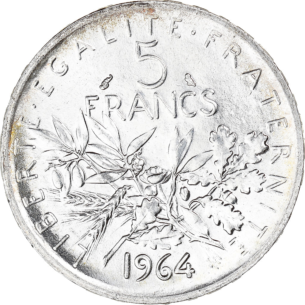 Frankreich, Semeuse, 5 Francs, 1964, MS(63), Silver, KM:926, Gadoury:770