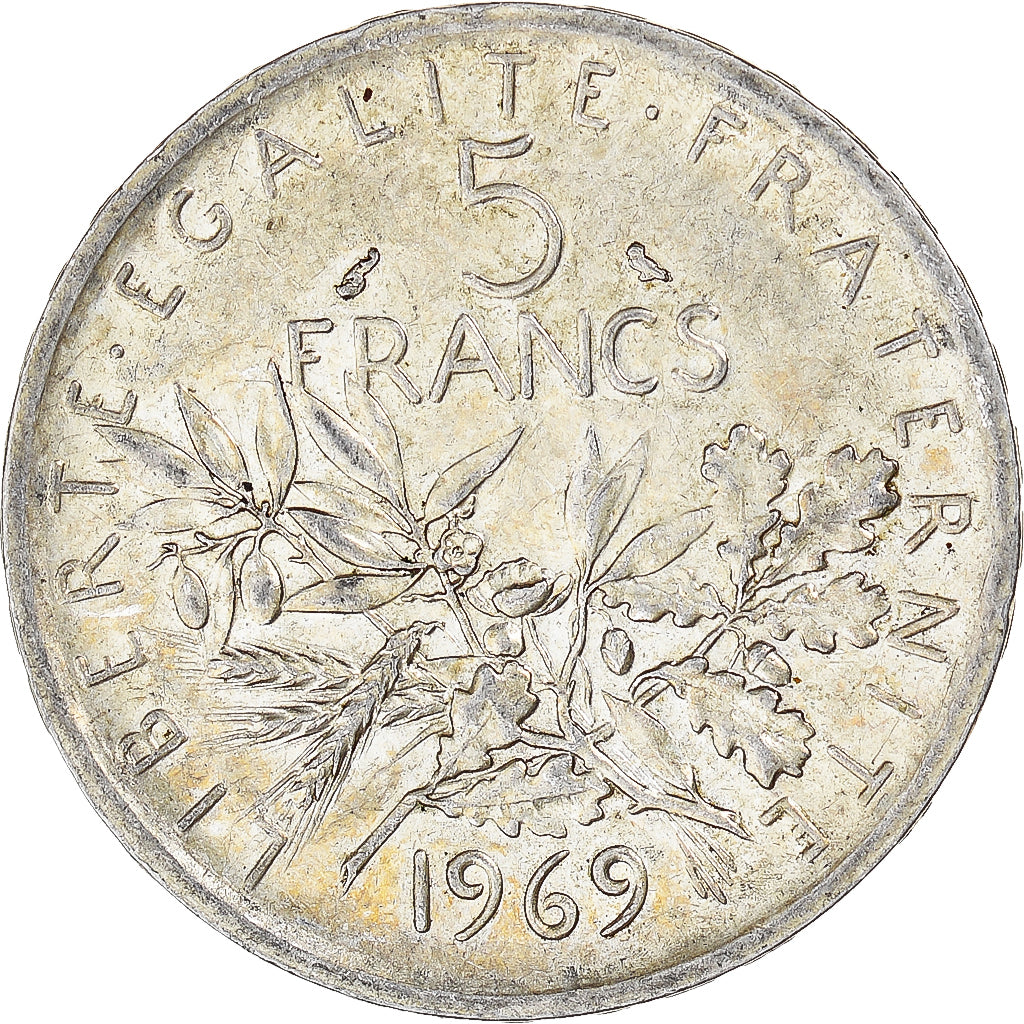 Munten, Frankrijk, Semeuse, 5 Francs, 1969, PR, Zilver, KM:926, Gadoury:770