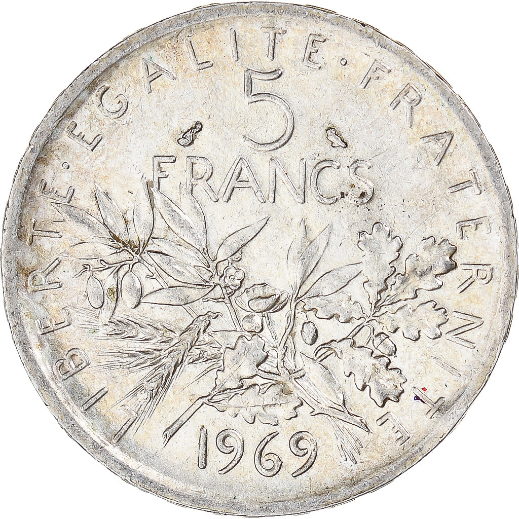 Coin, France, Semeuse, 5 Francs, 1969, AU(55-58), Silver, KM:926, Gadoury:770