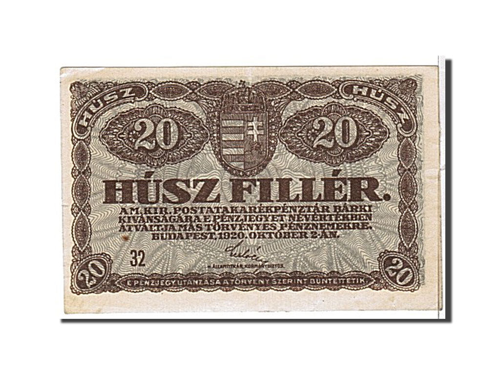 Banknote, Hungary, 20 Fillér, 1920, KM:43, EF(40-45)