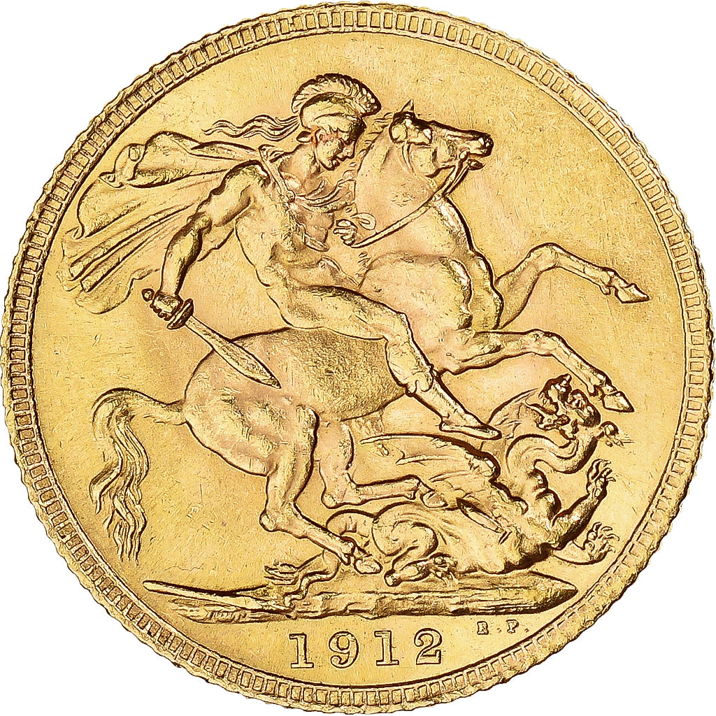 Coin, Great Britain, George V, Sovereign, 1912, Souverain, MS(60-62), Gold