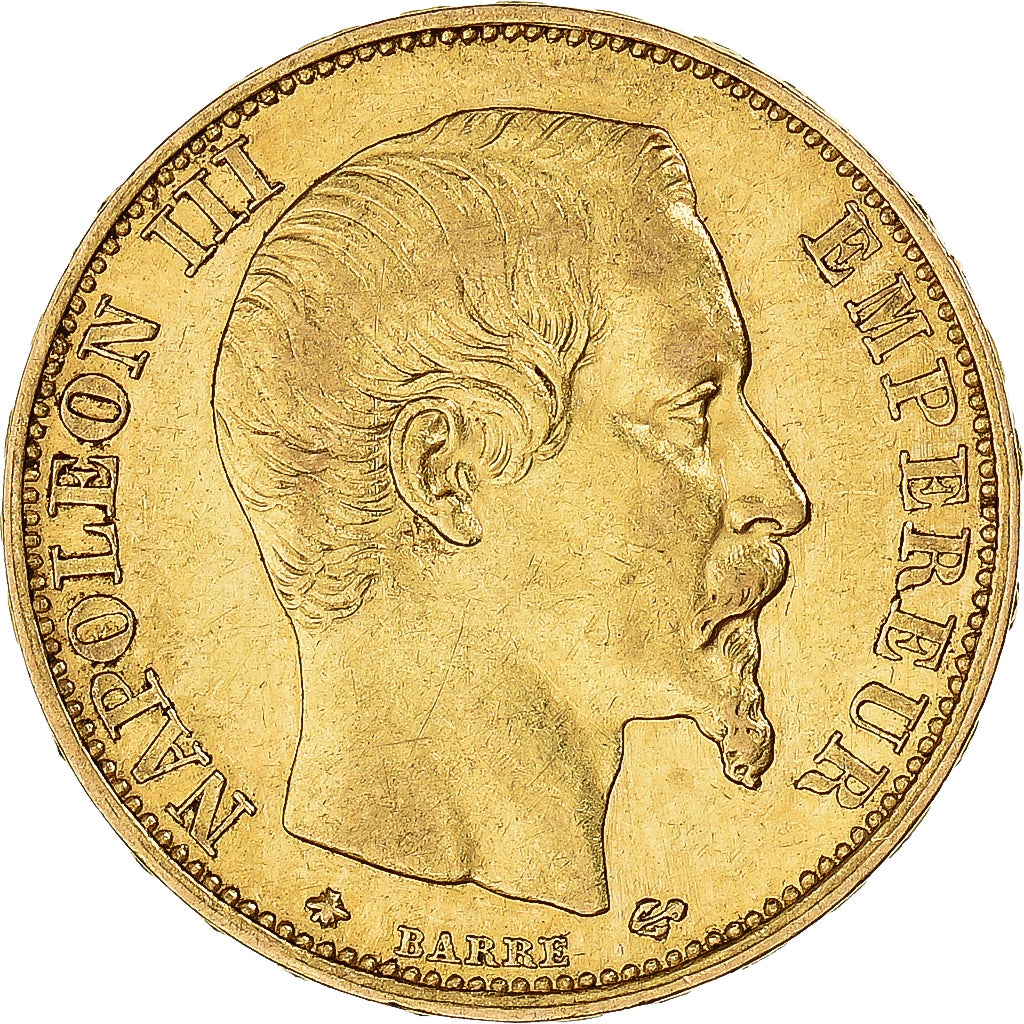 Coin, France, Napoleon III, 20 Francs, 1859, Strasbourg, AU(50-53), Gold