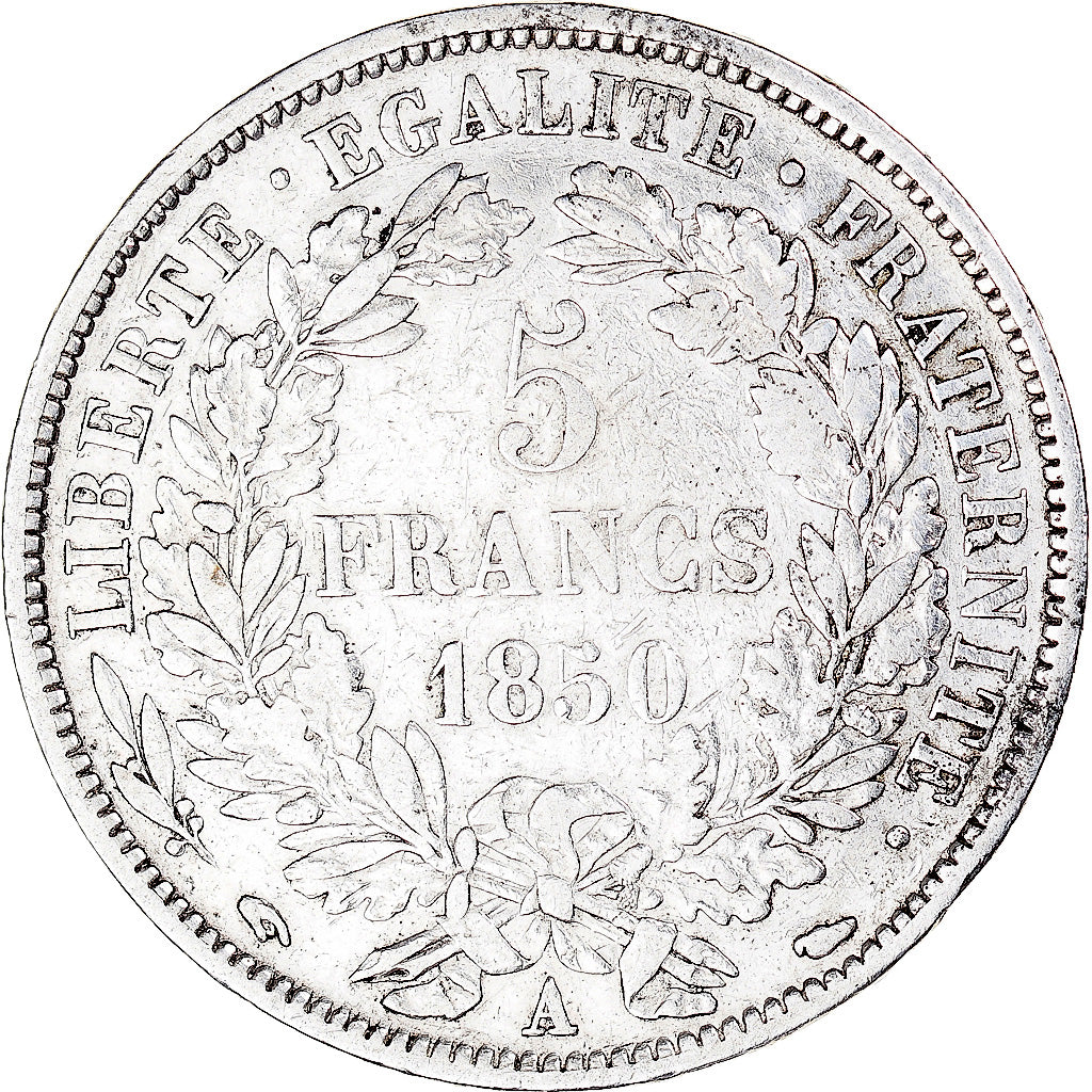Coin, France, Cérès, 5 Francs, 1850, Paris, VF(30-35), Silver, KM:761.1